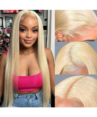 AILICEEHR 613 Lace Front Wig Human Hair Blonde HD Lace Front Glueless Wigs Human Hair Pre Plucked 613 HD Lace Frontal Wig Transparent Lace 613 Blonde Human Hair Wigs For Women 20 Inch 20 Inch Straight 613 HD Lace Frontal...