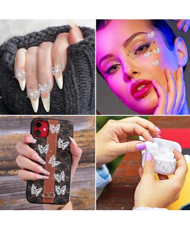 Cobee 30 Pcs Butterfly Nail Rhinestones Charms - 3D Alloy Butterflies with Shiny Crystal Accents for Women's DIY Manicure - Silver Nail Supplies & Jewelry Accessories - Buy Online on GoSupps.com