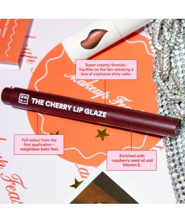 3INA MAKEUP - The Cherry Lip Glaze - Dark Cherry Latex Lipstick - Lipstick with Raspberry Seed Oil and Vitamin E - Creamy Formula - Vegan - Cruelty Free - Buy Online on GoSupps.com