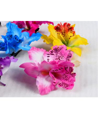 Diawell Orchid Hair Clip - Elegant Flower Blossom Corsage Hair Accessory with Green 2x Flowers for Stunning Hairstyles - Buy Online on GoSupps.com