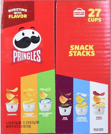 Pringles Snack Stacks Variety Pack - 27 Cups, 6 Flavors - Perfect Office & Kids Lunch Snacks - Buy Online on GoSupps.com