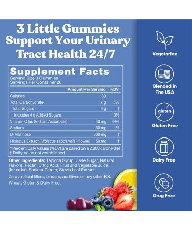 Urinary Harmony D Mannose Gummies | Urinary Tract Health Drug-Free Formula 60 Berry Lemon Gummies - Buy Online on GoSupps.com