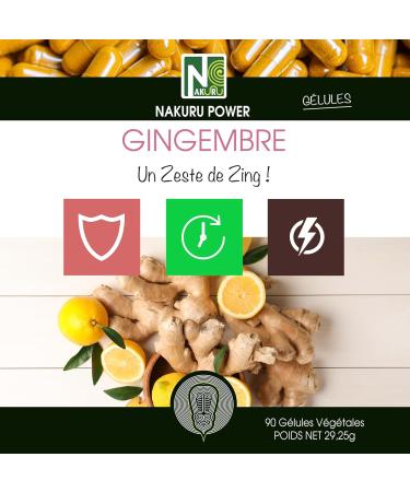 NAKURU | Gingembre | Gamme Power | Fabriqu en France | "Un Zeste de Zing!" (90 G lules V g tales de 325mg / Poids Net: 29 25g) 90 unit (Lot de 1) - Buy Online on GoSupps.com
