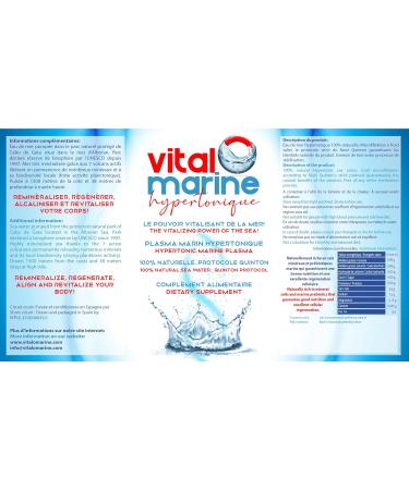 100% Natural Hypertonic Marine Plasma - 1 liter - Clear Glass Bottle - Captured in Cabo de Gata Natural Park Almeria (Alboran Sea) Seawater - VitalOmarine (1 liter) (6 units) - Buy Online on GoSupps.com
