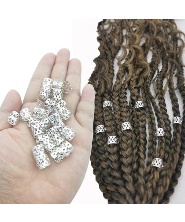 Flosius 50 pieces Dreadlock Jewelry Silver Strass Hair Dread Braids Braids Jewelry Hair Rings With 100 Mini Hair Gums Adjustable metal Cuffs Hair Accessories (C)