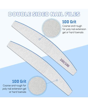 12 PCS Double Sided 100/100 Grit Nail Files for Acrylic and Natural Nails - Washable & Reusable - Blue Emery Board for False Nails - Buy Online on GoSupps.com