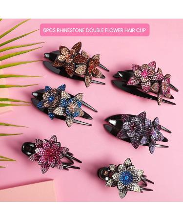 6 Rhinestone Flower Hair Clips for Women - Vintage Slipproof Pearl Clipper Jewelry - Perfect for Brides - Buy Online on GoSupps.com