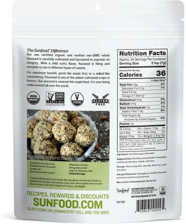 Buy Sunfood Organic Whole Flaxseed 1 lb | Raw Superfood Nutrition - Buy Online on GoSupps.com