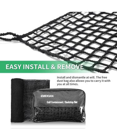 EMEKIAN Black Polyester Golf Practice Fence Net | Heavy Duty 10ft x 10ft Golf Ball Barrier Net | Portable Indoor/Outdoor Seine Net for Backyard | Adjustable Golf Batting Net - Buy Online on GoSupps.com