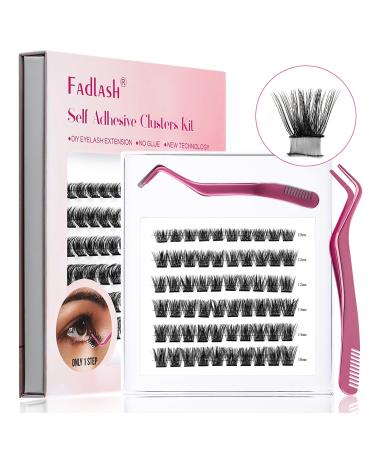 Self Adhesive Lash Extension Kit Lash Clusters DIY Eyelash Extensions 72 Individual Lashes Wispy Cluster Press On Lashes No Glue Needed(Z4-D 10-16mm) Z3 Mix 10-16mm