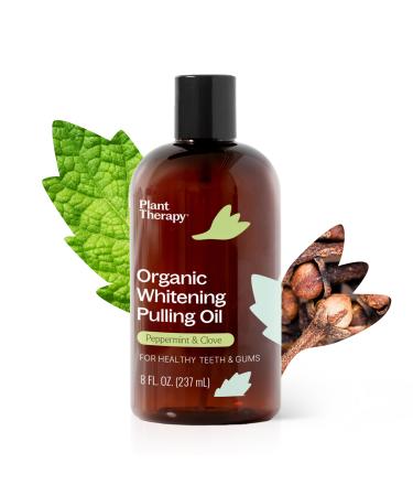 Plant Therapy Organic Whitening Pulling Oil 8 oz Peppermint & Clove Naturally Whitens Teeth Freshens Breath & Supports Gum Health Helps Calm Oral Irritation and Discomfort Natural Essential Oils 8 Fl Oz (Pack of 1)