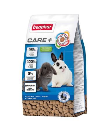 Beaphar - Care+ rabbits - for rodents and small mammals - with Spirulina Vitamin E Yucca Schidigera FOS and MOS OMEGA -3 and 6 - Supports health and natural tooth wear - 250 g 250 g (1 Pack)