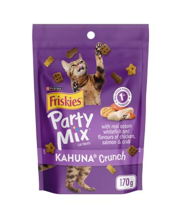 Friskies Party Mix Cat Treats Kahuna Crunch with Real Ocean Whitefish - 170 g Pouch (1 Pack) 170 g (Pack of 1)