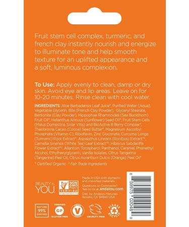 Andalou Naturals Turmeric & Gold Clay Face Mask - Instant Luminous Glow - .28 oz - Buy Online on GoSupps.com
