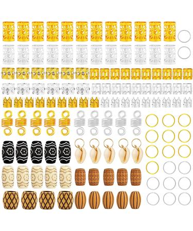 133 PCS Locs Hair Jewelry Set - Dreadlock Accessories, Coils, Rings, Cuffs, Beads - Imitation Wood-Like Hair Decor for Braids - Buy Online on GoSupps.com