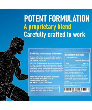 Pirate Fast-Acting Performance Enhancer for Men Optimized Herbal Energy & Stamina Formula with Horny Goat Weed Maca Tongkat Ali Muira Puama L-Arginine & Vitamin B6 Endurance & Vitality Support - Buy Online on GoSupps.com