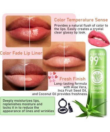 4PCS Aloe Vera Lipstick Color Changing Lipstick Moisturizing Magic PH Jelly Lipstick Set for Women Tinted Lip Balm Long Lasting Waterproof Color Change Lip Gloss Makeup - Buy Online on GoSupps.com