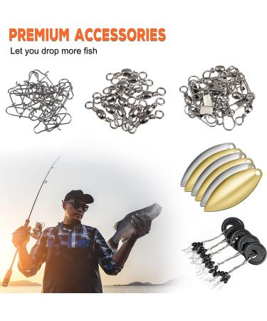 PLUSINNO 253pcs Fishing Accessories Kit with Tackle Box - Fishing Lures, Hooks, Spinner Blade - Perfect Gear for Bass, Bluegill, Crappie - Buy Online on GoSupps.com