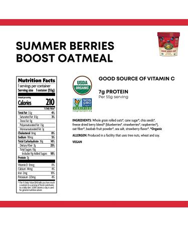 Nature's Path Organic Summer Berries Instant Oatmeal Cup - Non-GMO, 7g Protein, Omega-3 Chia Seeds, 12 Pack - Buy Online on GoSupps.com