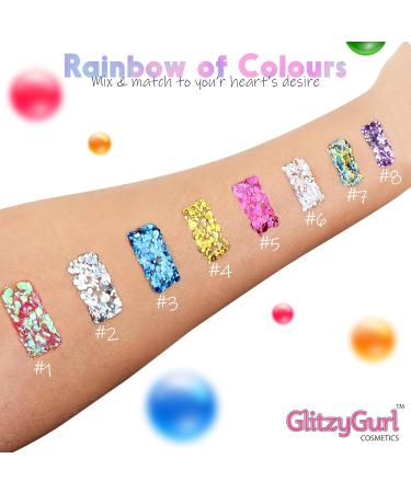 Holographic Glitter Face and Body Gel 8 Pack Cosmetic Glitter Body Glitter Hair Glitter Festival Gel Pack of 8 - Buy Online on GoSupps.com
