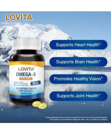 LOVITA Omega-3 Fish Oil 2000mg Supplement for Men and Women 360 Mini Softgels High Absorption rTG with EPA & DHA Burpless Enteric-Coated Non-GMO Supports Heart Brain Eye Health 90 Day Supply 120 Count (Pack of 3) Stan  - Buy Online on GoSupps.com