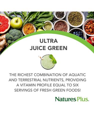 NaturesPlus Organic Ultra Juice Green Superfoods Tablets - Vitamin C B12 Spirulina Chlorella Kelp Trace Minerals - 90 Gluten Free Tablets - Buy Online on GoSupps.com