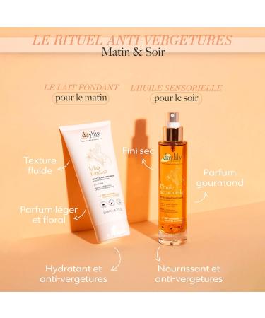 Daylily | Anti-Stretch Marks Set | Morning Stretch Marks Ritual Fondant Milk 200ml + Ritual Sensory Oil Stretch Marks 100ml | Moisturizes and Nourishes the Skin | Vegan & Cruelty Free | Made in France - Buy Online on GoSupps.com