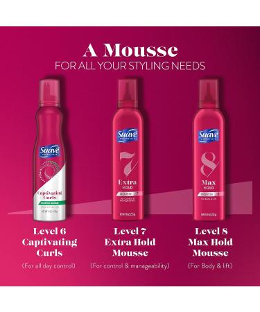 Suave Max Hold 8 Volumizing Mousse - 9 Oz Pack of 2 for Fine Wavy & Curly Hair | Moisturizing Volume Foam - Buy Online on GoSupps.com