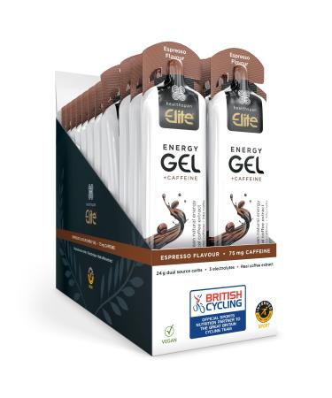 British Cycling Energy Gels | 24g Dual Source Fast Acting Carbs | 3 Electrolytes- Sodium Potassium & Calcium | Vegan (Espresso with Caffeine)