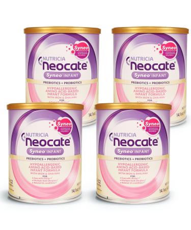 Neocate Syneo Infant - Hypoallergenic, Amino Acid-Based Baby Formula with Prebiotics, Probiotics and DHA/ARA - 14.1 Oz Can (Pack of 4)