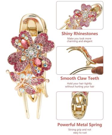 Lilac Rhinestones Hair Clips Set - Crystal Butterfly, Duckbill, French Hair Accessories for Women and Girls - Buy Online on GoSupps.com