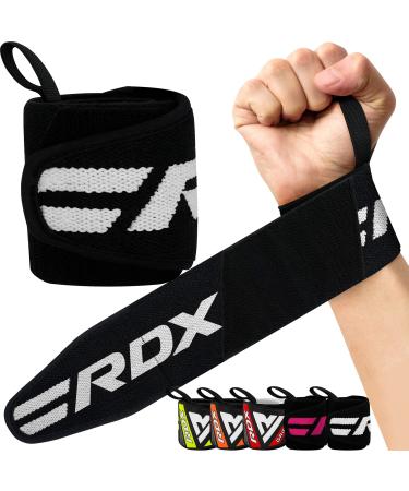RDX Weight Lifting Wrist Wraps Support, IPL USPA Approved, Elasticated Pro 18 Cotton Straps, Thumb Loop, Powerlifting Bodybuilding Fitness Strength Gym Training WOD Workout, Gymnastics Black Standard