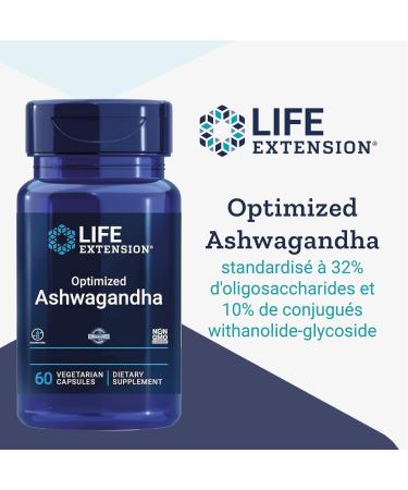 Life Extension Optimized Ashwagandha Extract (Ashwagandha Extract) 60 Vegan Vegetarian Gluten Free Soy Free Non-GMO - Buy Online on GoSupps.com