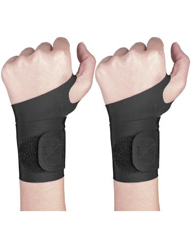 YUNYILAN 2 Pcs Ultra-Thin Wrist Brace Support for Carpal Tunnel Compression Wrist Straps Wrist Support for Pain Relief Arthritis Tendonitis Wrist Pain Workout Soft & Comfortable (Black)