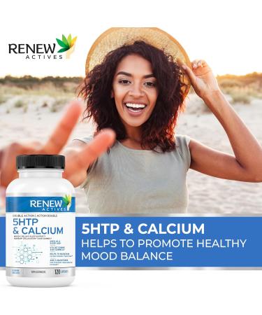Renew Actives 5-HTP & Calcium Supplement - Sleep Aid - Promote Mood Balance - Source of Electrolyte - Help with Bone & Muscle - 120 Capsules 1 count (Pack of 1) - Buy Online on GoSupps.com