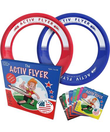 Activ Life Kids Flying Rings 2 Pack They Fly Straight & Dont Hurt! 80% Lighter Than Standard Frisbees - Replace Screen Time with Healthy Family Fun - Get Outside & Play! Proudly Made in The USA Blue/Red