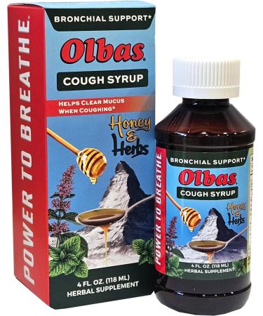 Olbas Syrup Cough Pack of 1 (4 FL. OZ.), Soothing Cough suppressant Herbal Honey Formula, Supports Healthy Lung & Bronchitis Relief, Natural Cough Syrup for Kids & Adults