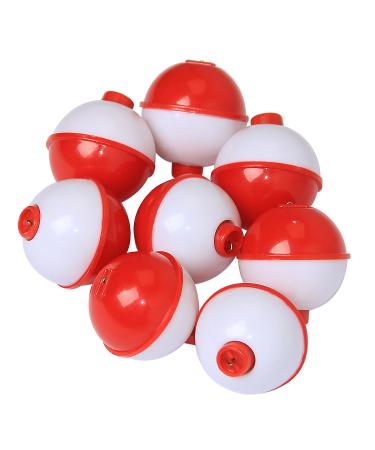 Fishing Bobbers Set Snap Hard ABS on Red/White Fishing Floats Bobbers Push Button Round Buoy Floats Fishing Tackle Accessories Size: 0.5/0.75/1/1.25/1.5/2 Inch 10pcs-50pcs/lot 2.0 inch_pack of 10