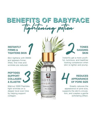 Babyface Instant Tightening Serum - Extra Strength 8% DMAE for Maximum Tightening, Pore Refining, Face Firming, Anti-Aging. Lifts, Smoothes, Resurfaces Dull Skin (0.6 oz) 0.6 Ounce (Pack of 1) - Buy Online on GoSupps.com