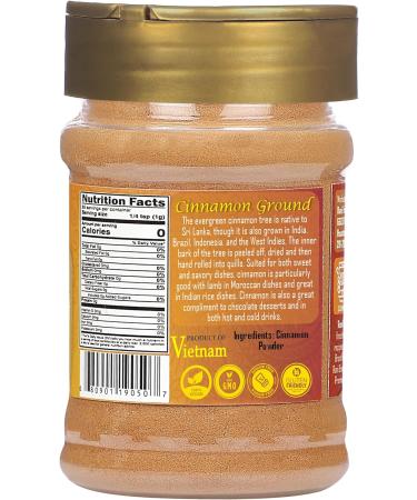 Rani Cinnamon Powder 3oz PET Jar - All Natural, Salt-Free, Vegan, Gluten Friendly - Non-GMO, Kosher Ground Cinnamon 85g - 1 Pack - Buy Online on GoSupps.com