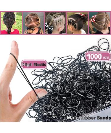 AIBEE Mini Rubber Bands 1000pcs Small Black Elastic Hair Bands with Bonus Styling Tools - Perfect for Kids' Hair Braids - Buy Online on GoSupps.com