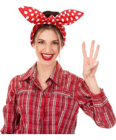 2 Pack Red Blue Polka Dot Headbands - Christmas Bandana Hair Accessories for Women and Men - Buy Online on GoSupps.com