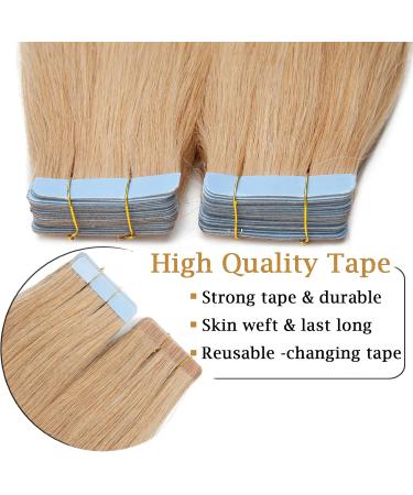 100% Remy Human Hair Tape-In Extensions - Medium Blonde #24 (40 Pieces + 10 Free Tapes) - Real Hair for Seamless Volume - Buy Online on GoSupps.com