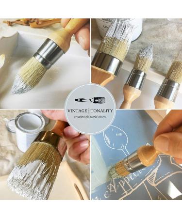 Vintage Tonality Chalked Paint Brush Set - 3 Brushes with Natural Boar Hair Bristles for Furniture, Clear Wax, Stencil & Milk Paint - Buy Online on GoSupps.com