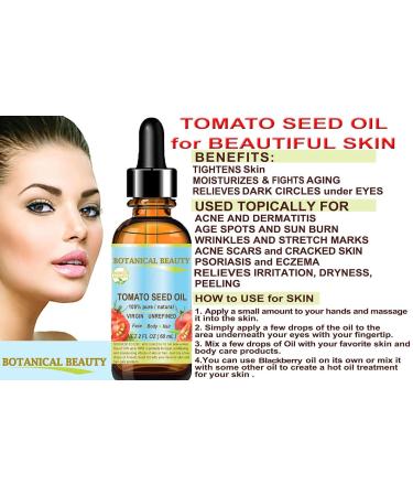 Botanical Beauty TOMATO SEED OIL 100% Pure Natural Virgin Unrefined Cold-pressed Carrier Oil for Face Skin Body Hair Lip Nails. Rich in Vitamin E Lycopene (4 Fl Oz) - Buy Online on GoSupps.com