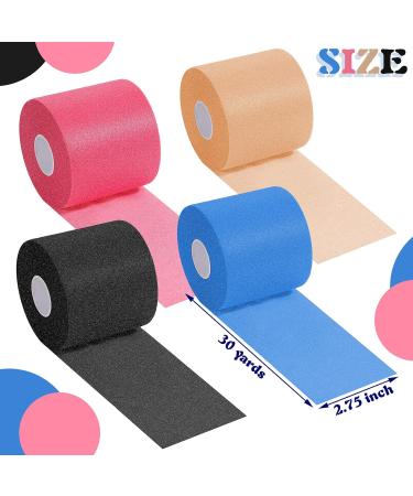 4 Pieces Foam Underwrap Athletic Tape for Ankles Wrists Knees, 2.75 x 30 Yards - Black Beige Navy Blue Rose Red - Buy Online on GoSupps.com