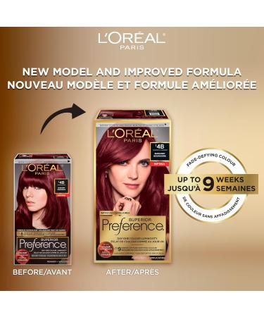 L'Oreal Paris Superior Preference 9 weeks of Luminous Fade-Defying Permanent Hair Dye 4B Burgundy 100% Grey Coverage 1 Hair Dye Kit (Packaging May Vary) Burgundy 3 Piece Set - Buy Online on GoSupps.com