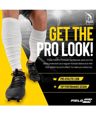 FieldPro Football Leg Sleeves - 2 Pairs | Adult & Youth Sizes | 6 Colors Available | Calf Compression for Men | Medium Size in Black/White - Buy Online on GoSupps.com