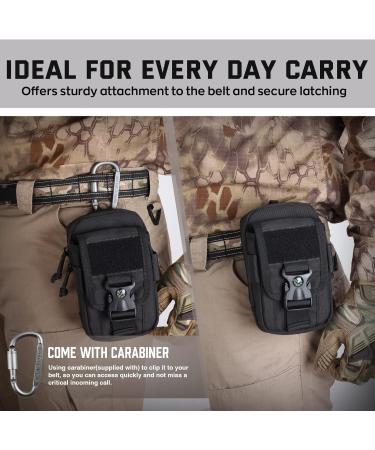WYNEX Tactical Compass Phone Pouch Large Molle Smartphone Holster Case Double Capacity Small Utility EDC Pouch with Compass Buckle and Carabiner Black - Buy Online on GoSupps.com