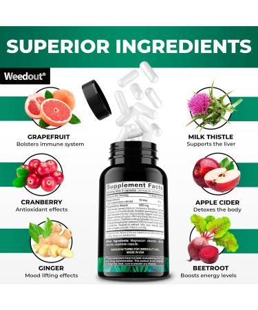 WEEDOUT Total Cleanse Detox Pills - Natural Full Body Cleanser - Fast Toxin Rid & Liver Repair - Urinary Tract Cleanse with Milk Thistle - 42 Capsules - Buy Online on GoSupps.com